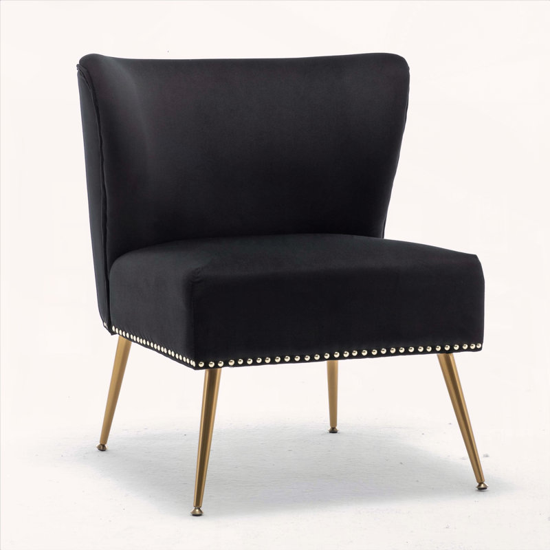 Fauteuil de chambre Keertan, Velours noir