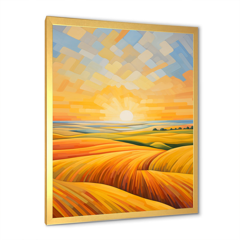 Prayies Sunrise Melody sur toile, H 32 po x l 24 po x P 1 po, Encadrement doré