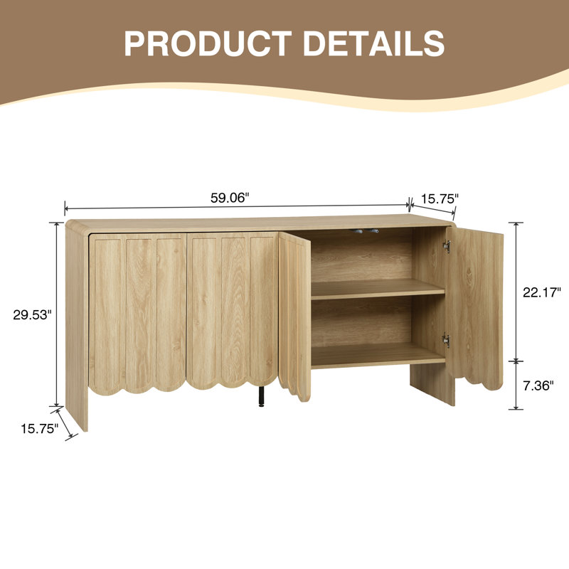 29.53" Tall - 4 Door Accent Cabinet, Natural