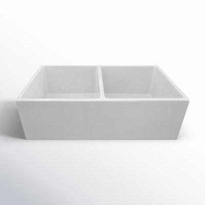 Lester 32.75'' L Double Bowl Fireclay Kitchen Sink