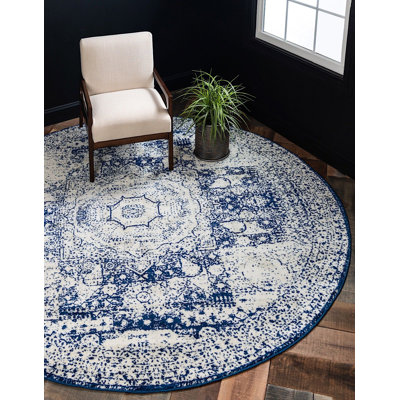 Bleu oriental de Vienne/Tapis décoratif Ivoire