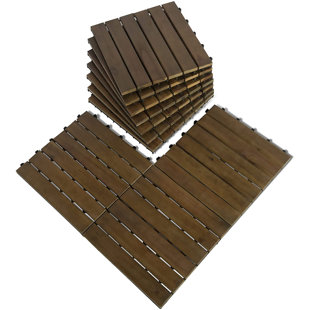 12'' L x 12'' W Wood Interlocking Deck Tile in Light Brown