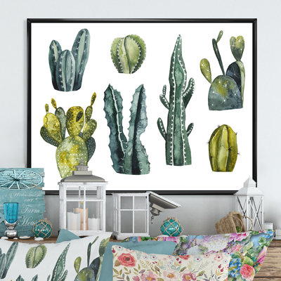 Cactus sur fond blanc, reproduction sur toile flottante