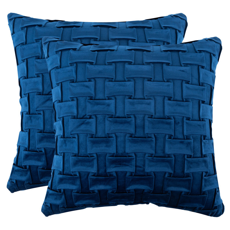 Geometric Velvet Throw Pillow, Dark Blue, Yes