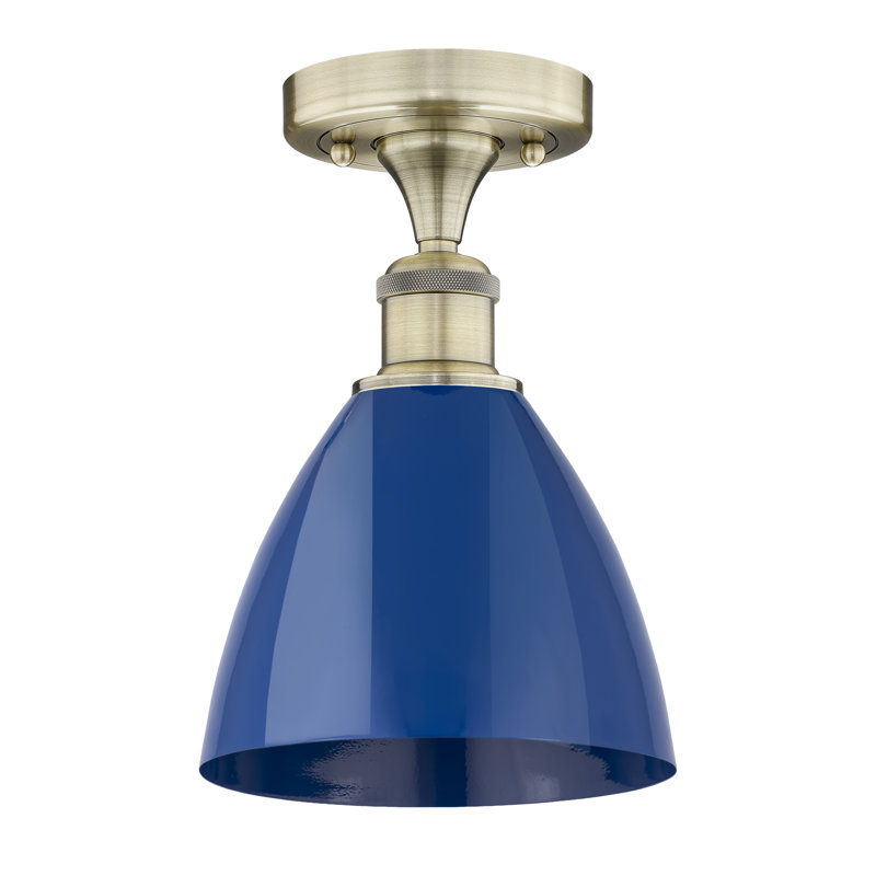 Plafonnier semi-encastré Riegelsville, Laiton antique, Bleu