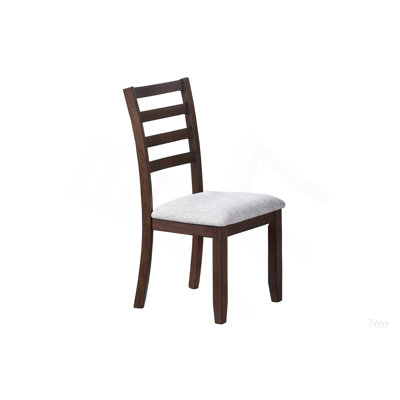Ladder Back Design Walnut Color Set Of 2Pc Dining Chairs Padded Seat Curved Back Legs Dining Room Side Chair