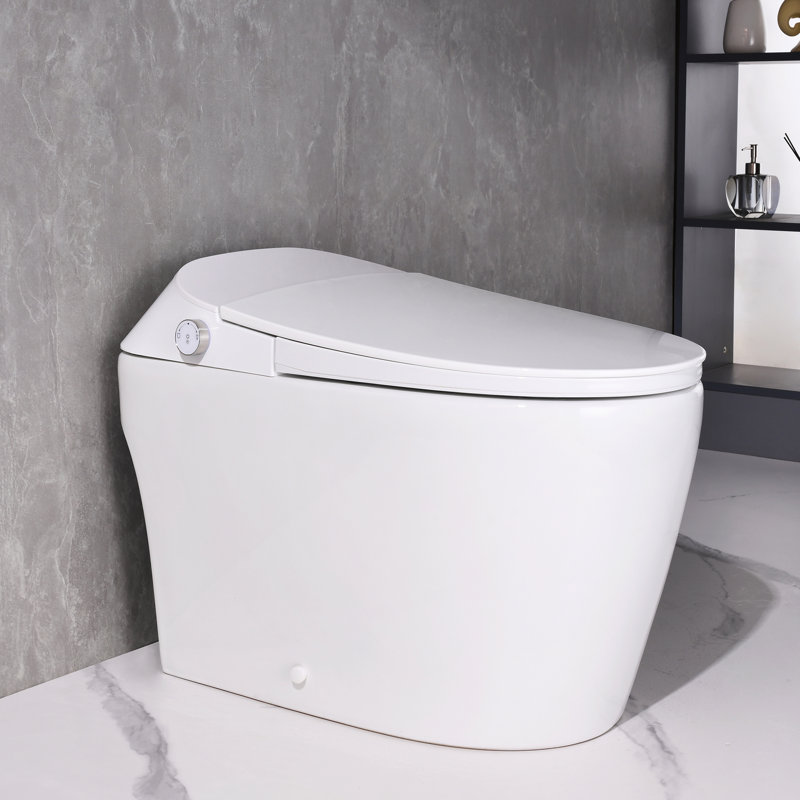 Toilette allongée intelligente, chasse double 1,1 / 1,6 GPF, siège chauffant, chasse au pied / hors siège / occultant, veilleuse, fermeture douce