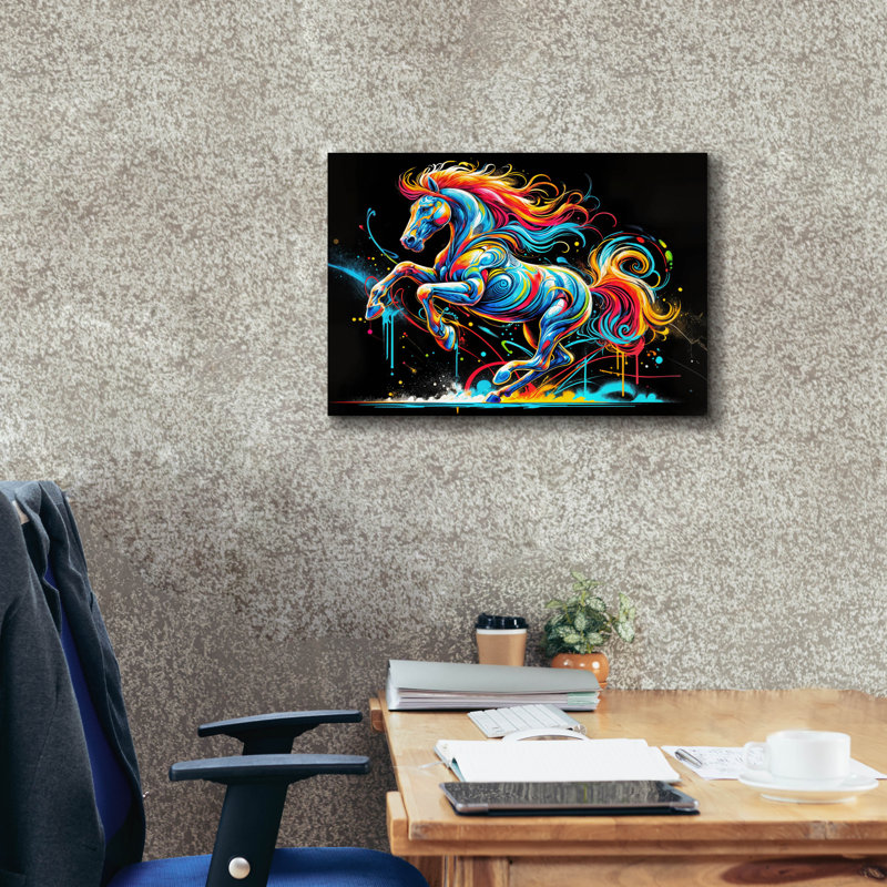 «Horse Graffiti Style» par Rey Klimt, art mural sur toile, 16 po x 12 po, H 18 po x l 26 po x P 0,75 po