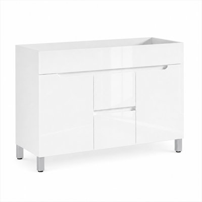 Base de meuble-lavabo double 48 po moderne ultrabrillant seulement, comptoir d'évier non inclus