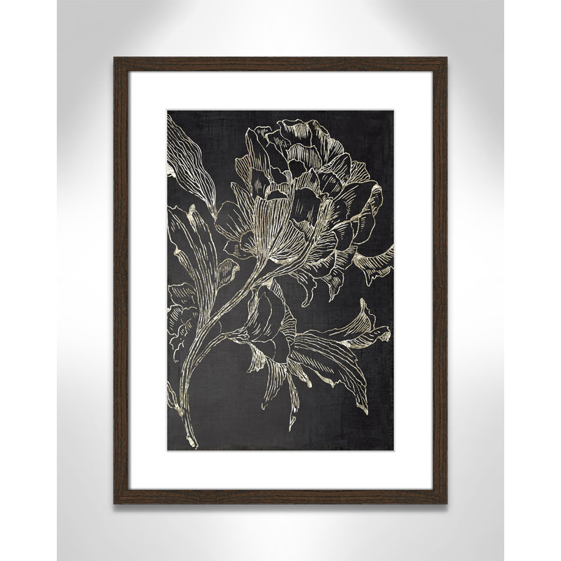 Clarendon Golden Flower Folklore I by Asia Jensen - Picture Frame Graphic Art Print, 23" H x 17" W, Walnut Framed