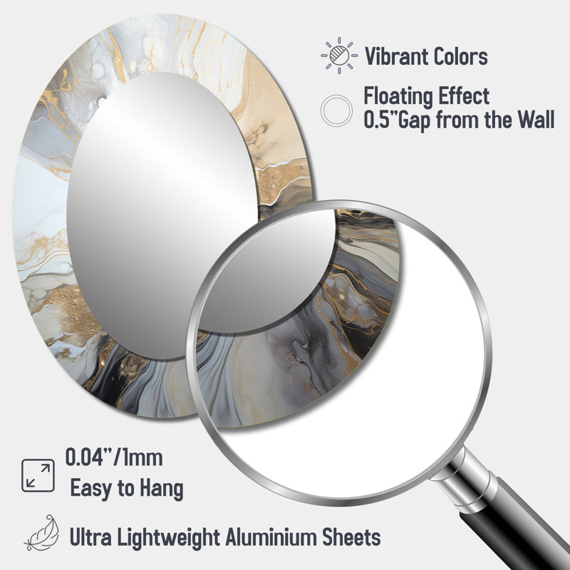 Miroir mural moderne beige et noir Lightning, 40 po x 30 po