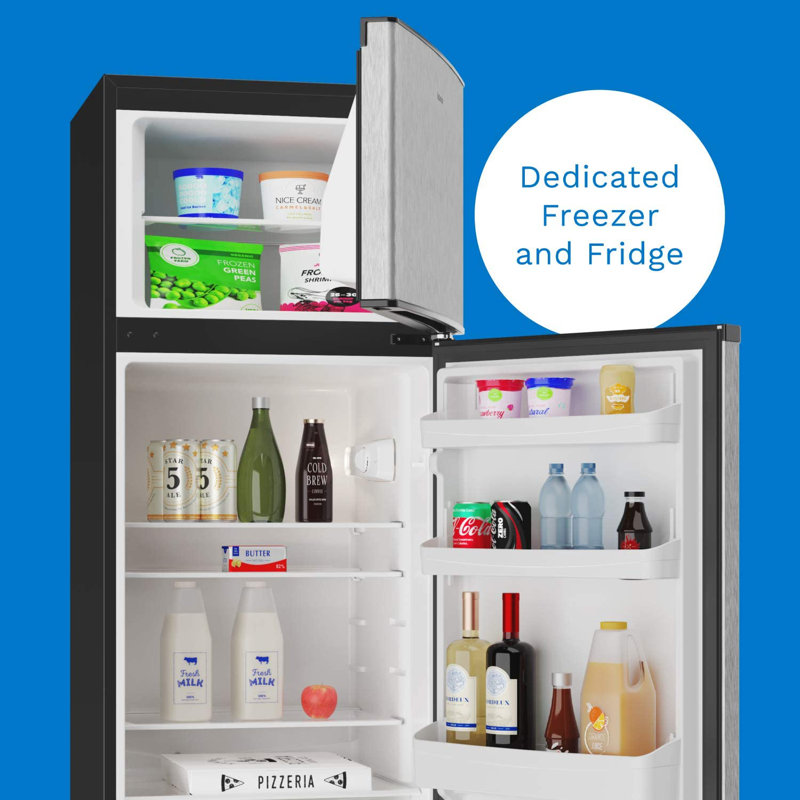hOmeLabs 7.6 Cubic Foot 2 Door Full Sized Refrigerator Freezer, Stainless Steel