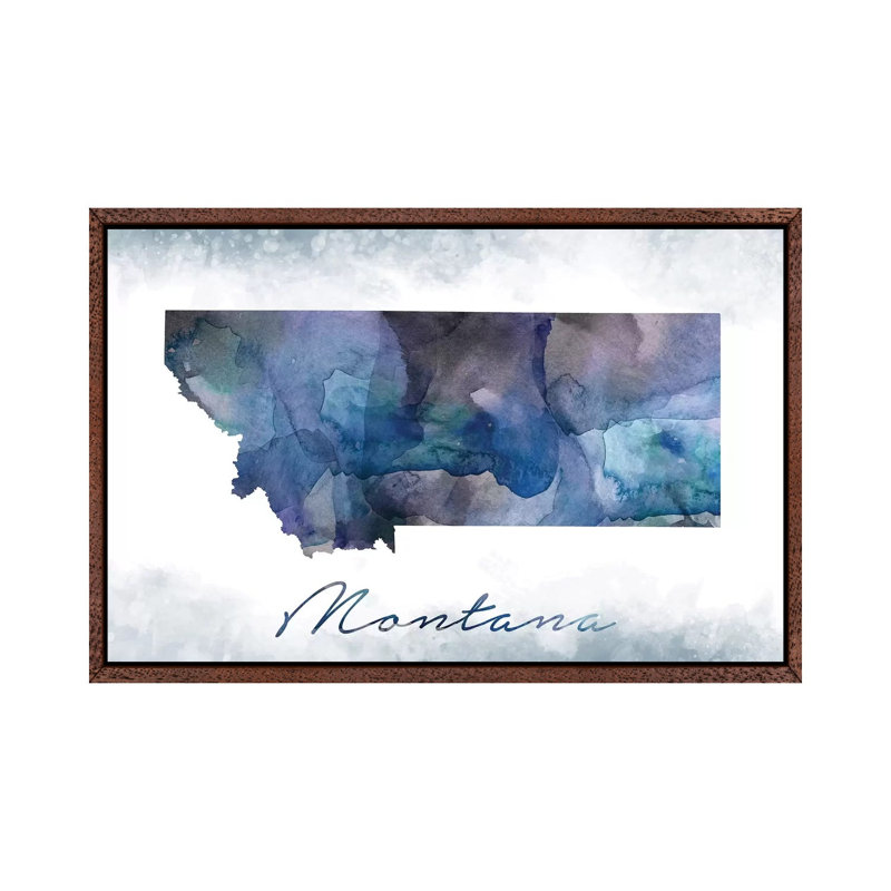 Montana State Bluish - Print on Canvas, Classic Brown Wood Framed, 101.6 cm H x 66.04 cm W