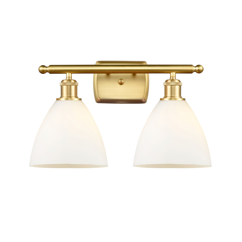 Éclairage pour meuble-lavabo 2 lumières Shauna, Blanc mat, Incandescent, Or satiné