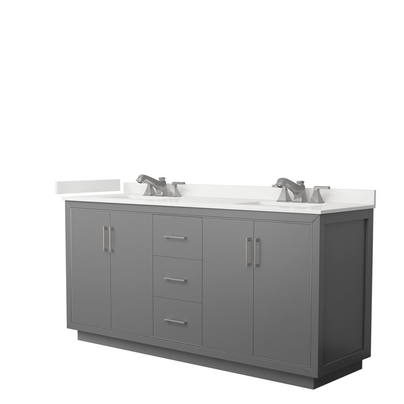 72'' W Double Vanity, WDX13332, Dark Gray, Brushed Nickel