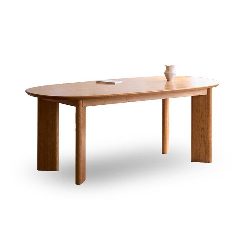 Table de salle à manger en bois de cerisier ovale, H 29,53 po x L 78,74 po x l 35,43 po