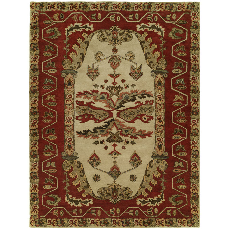 Wool Oriental Area Rug in Red/Brown, 9' x 12'
