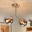 2-Light E27 Gold Glass Semi Flush Mount