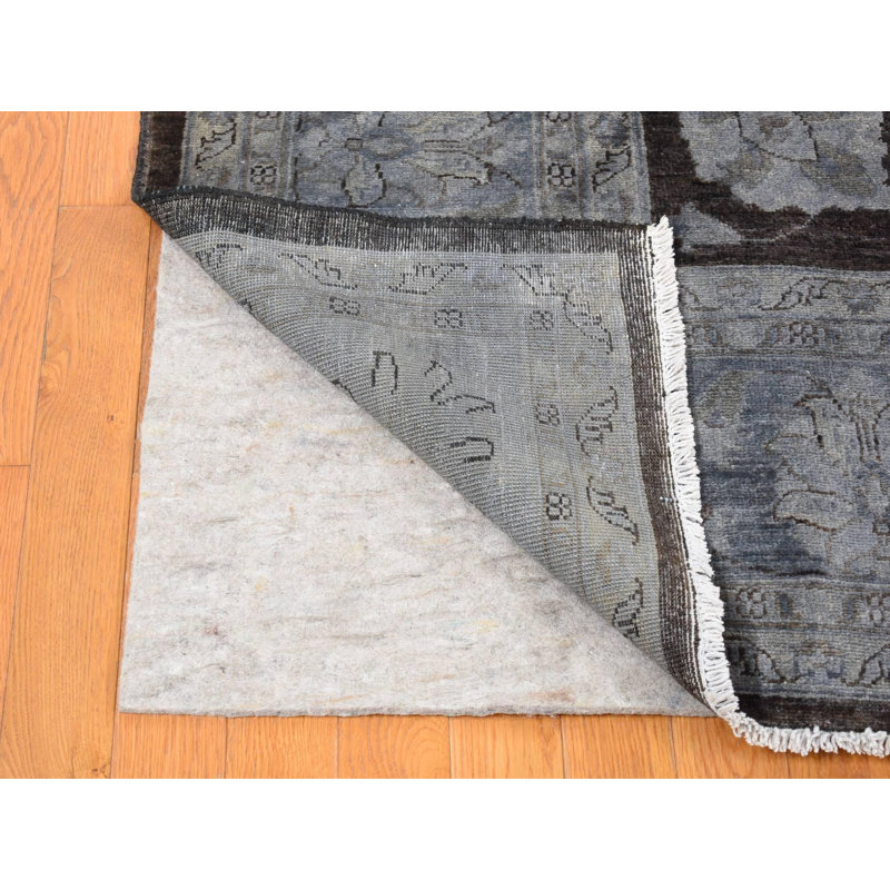 Tapis oriental rectangulaire en laine noué à la main surteint 9 pi 0 po x 12 pi 0 po - MOA10280660