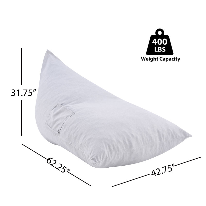 Yayn Modern Minimalist Olefin Outdoor Bean Bag Lounge Chair with Ergonomic Curved Design, 1, Gray
