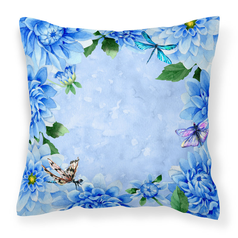 Coussin décoratif intérieur/extérieur dahlias, 18 po x 18 po