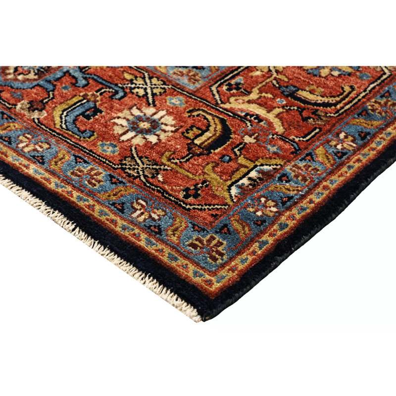 Tapis bleu et rouge noué à la main de haute qualité, Blue/Red, Rectangle 10' x 14'