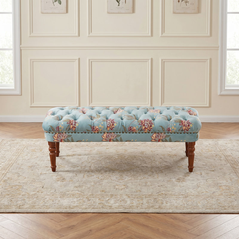 Banc rembourré Eloise, Vintage Blue Velvet