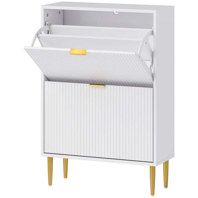 Flip Down Shoe Storage, White, 91cm H x 60cm W x 24cm D