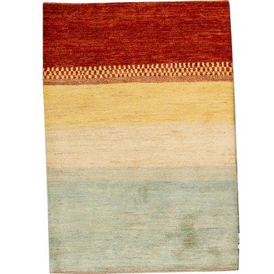 Tapis vert et rouge noué à la main de haute qualité
