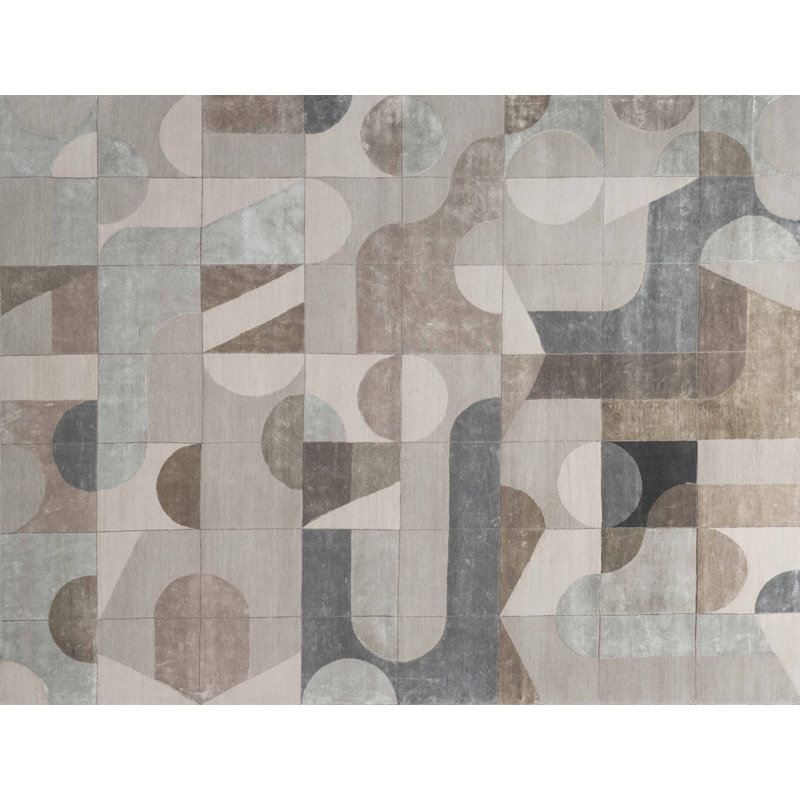 Tapis rectangulaire contemporain en laine noué à la main