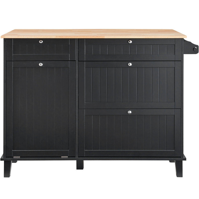 Kitchen Island Cart Storage Cabinet Serving with Drawer & Trash Cabinet