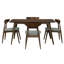 Ensemble de table de salle à manger 5 pièces, 1 table et 4 chaises, structure en bois d'hévéa, dossier ergonomique, chaises rembourrées