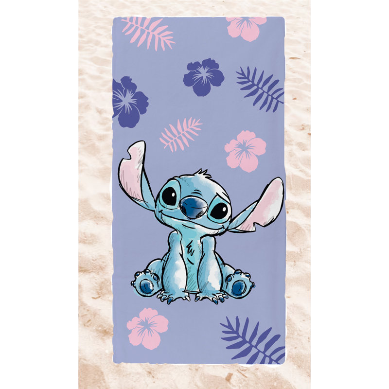 Disney Stitch Beach Towel Floral Lilac 70x140cm