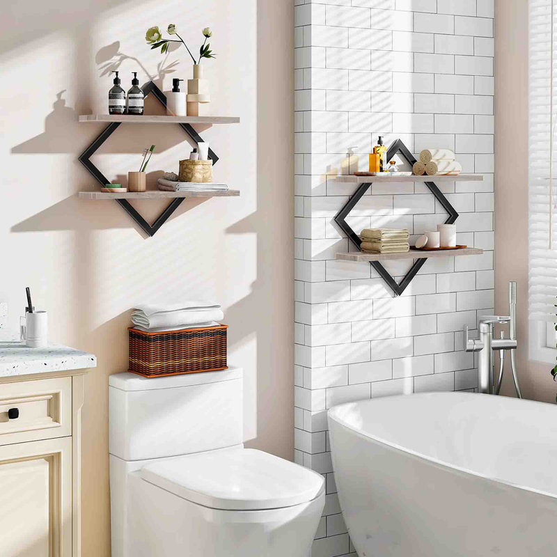2 Piece Bracket Shelf, Greige/Black