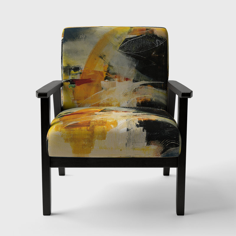 Abraxas - Upholstered Modern Accent Arm Chair, Black Square Arms