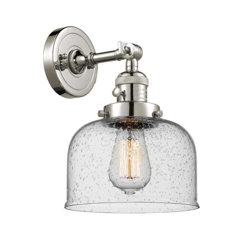 Applique murale 1 lumière 5 po Bell, Ampoule à DEL rétro de 3,5 W, Grainé, Nickel poli