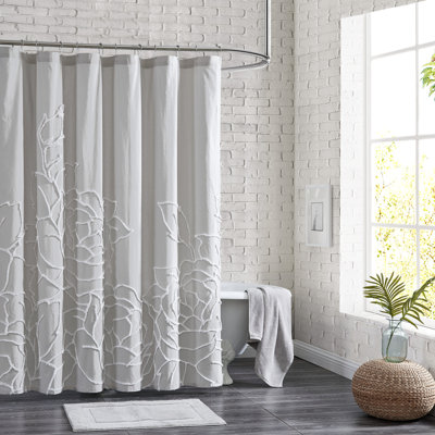 Cotton Blend Floral Shower Curtain