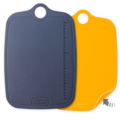 Deiss Lux 2-piece Durable Tpu Cutting Boards For Kitchen - Double-sided Flexible Large Non-slip Chopping Boards With Built-in Ruler