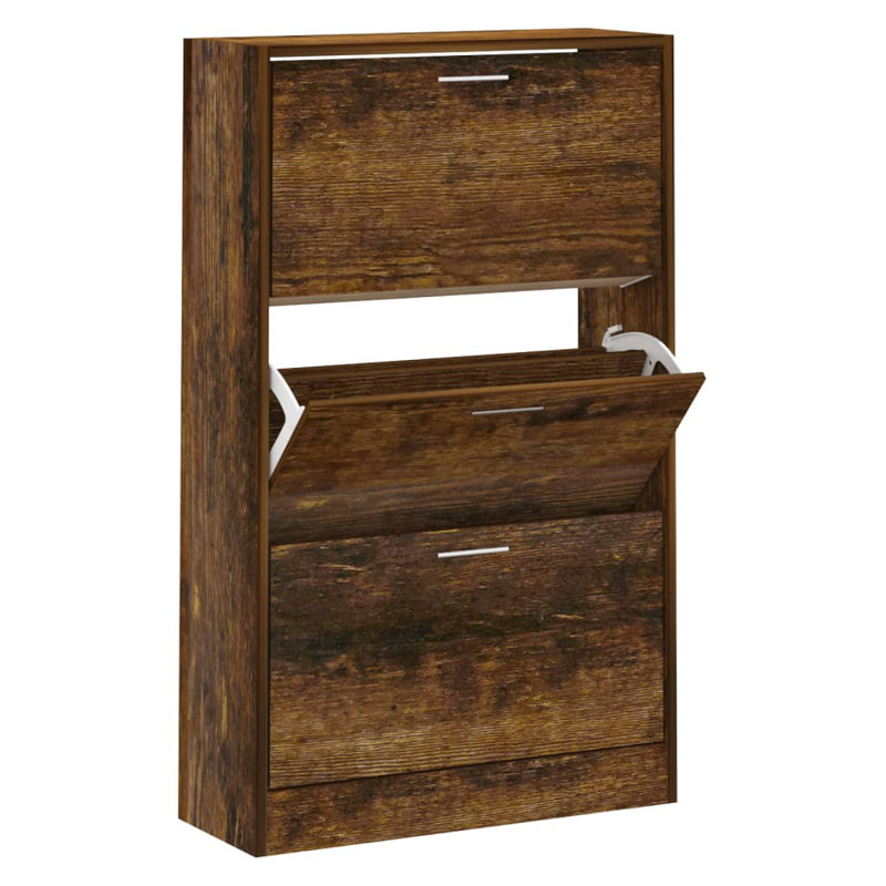 9 Pair Flip Down Shoe Storage, Rustic Brown