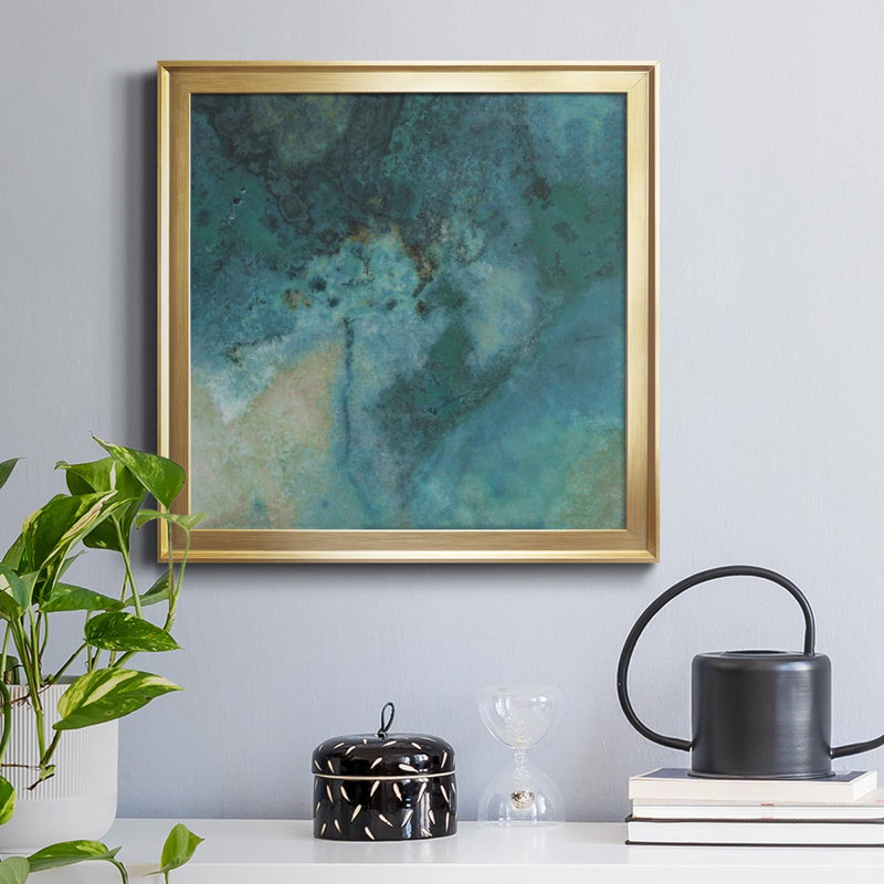 Azur IV - Peinture sur toile encadrée, H 34,5 po x l 34,5 po x P 1,5 po, Or