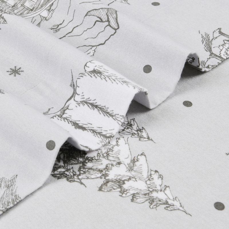Colyt 100% Cotton Flannel Sheet Set, Twin Sheet Case Pack+Fitted Sheet + 2 Pillowcase, Polar Bear