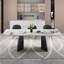 Ensemble de table de salle à manger 9 pièces en faux marbre avec plateau rectangulaire extensible en fritté de 94,5 po et 8 chaises en similicuir-1730726206-1730726207