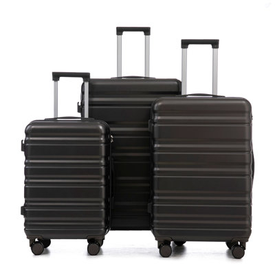 20 po / 24 po / 28 po 3 pièces / ensemble en valise à roulettes ABS, valise de cabine, couleur assortie, serrure à combinaison (gris foncé)