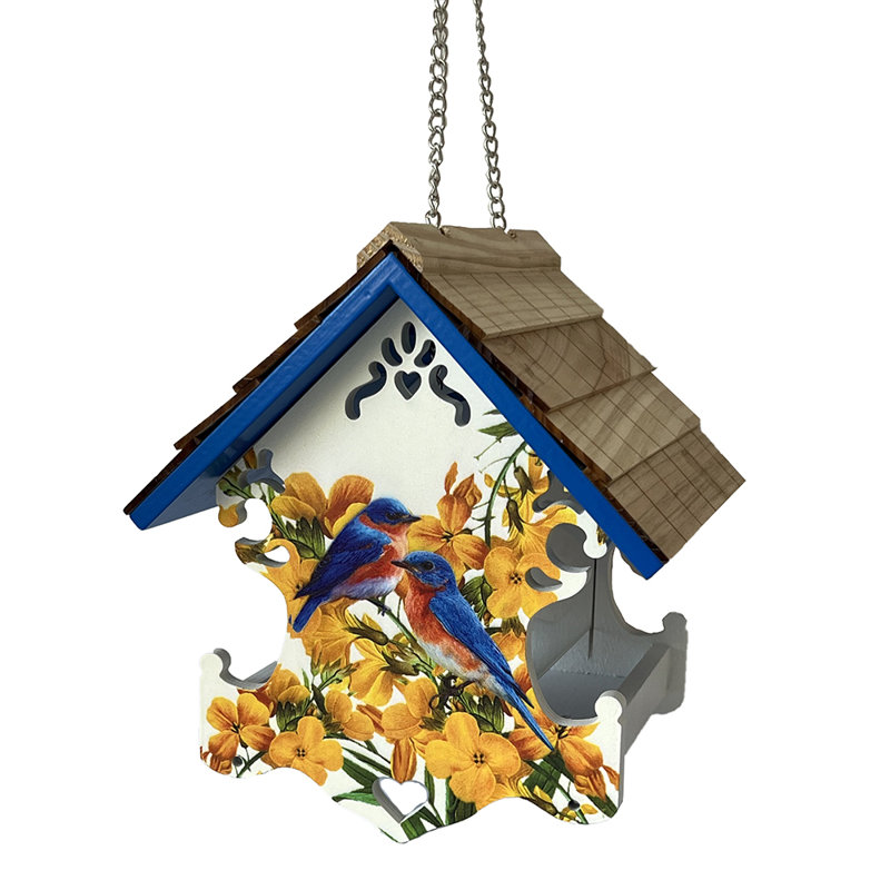 Love Nest Bird Feeder - Bluebirds & Camellia Print