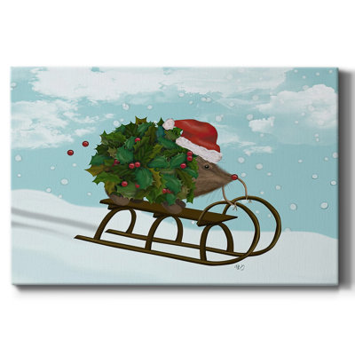 " Christmas Holly Hedgehog Sledding "