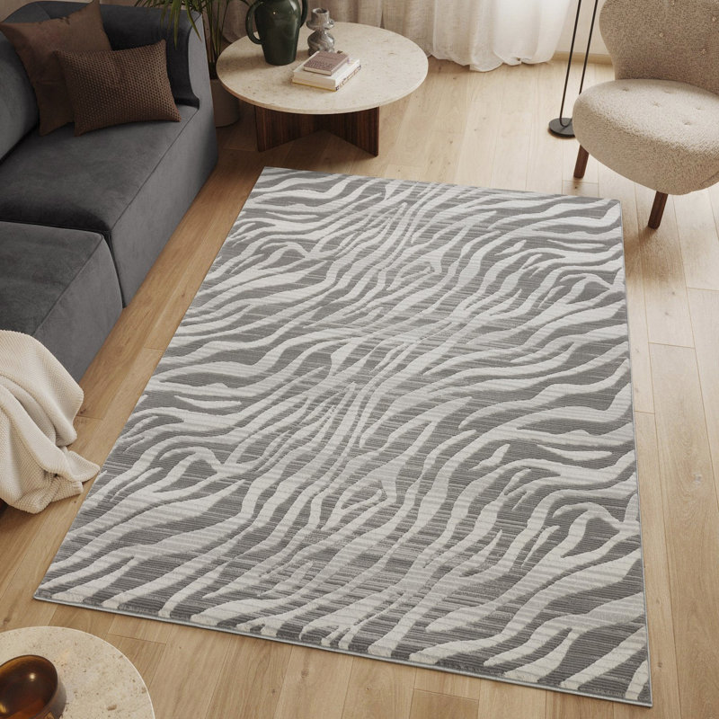 5 pi 3 po Tapis By By + + gris, style sauvage exotique, tissé à la machine, doux et confortable, zone très passante, teinté, tapis rectangulaire de 0,43 po en gris, style chalet décontracté fabriqué à la machine à 100%