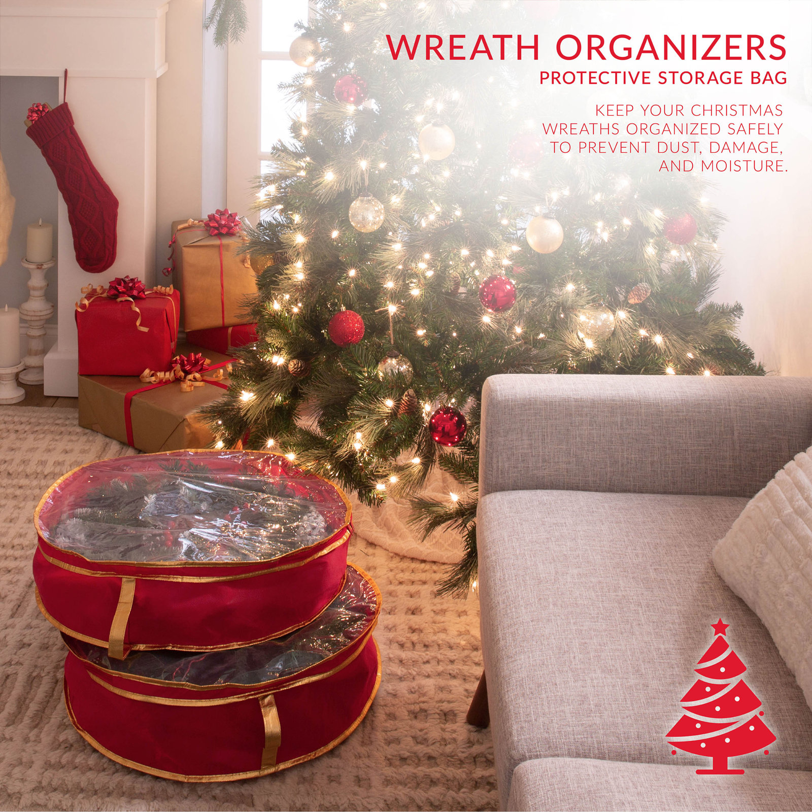 Wreath Storage, 6.3" H x 24" W x 24" D