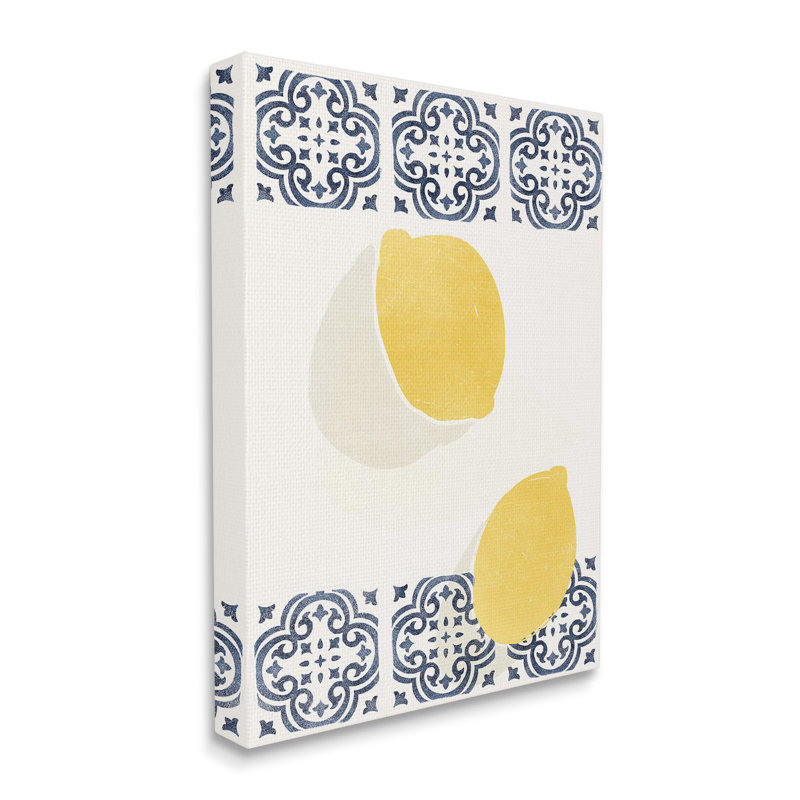 Modern Lemons with Pattern Canvas Wall Art by Yuyu Pont, 20" H x 16" W