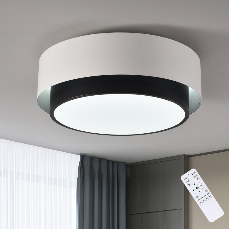 Jabran 1 - Light 15.74" White Round LED Dimmable Flush Mount with Remote