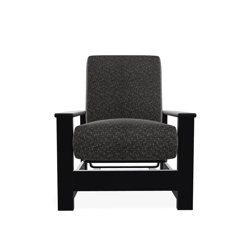 Leeward Marine Grade Polymer Deep Seating Cushion Arm Chair with Hidden Motion, Black, Hither Char
